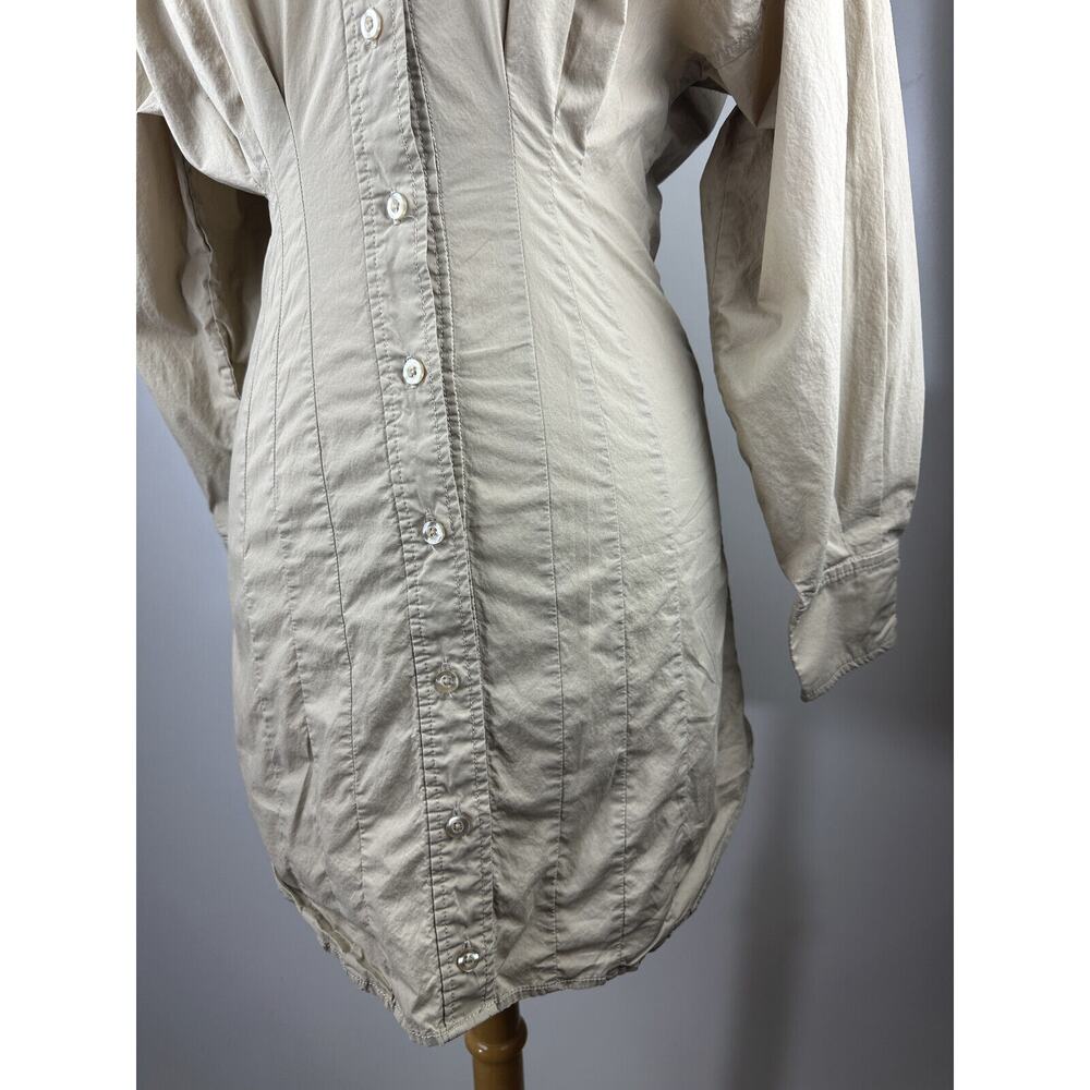 L'Academie x Revolve The Ismene Mini Dress Button Shirt Dress Khaki Tan Size XS - Picture 5 of 16